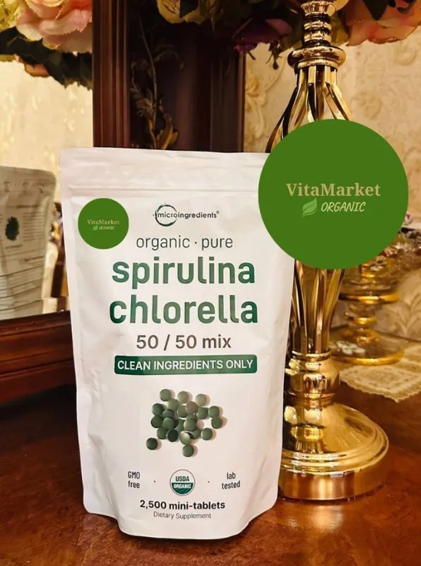 Spirulina Chlorella 50/50 mix,2500 tablet, chlorofresh, хлорелла