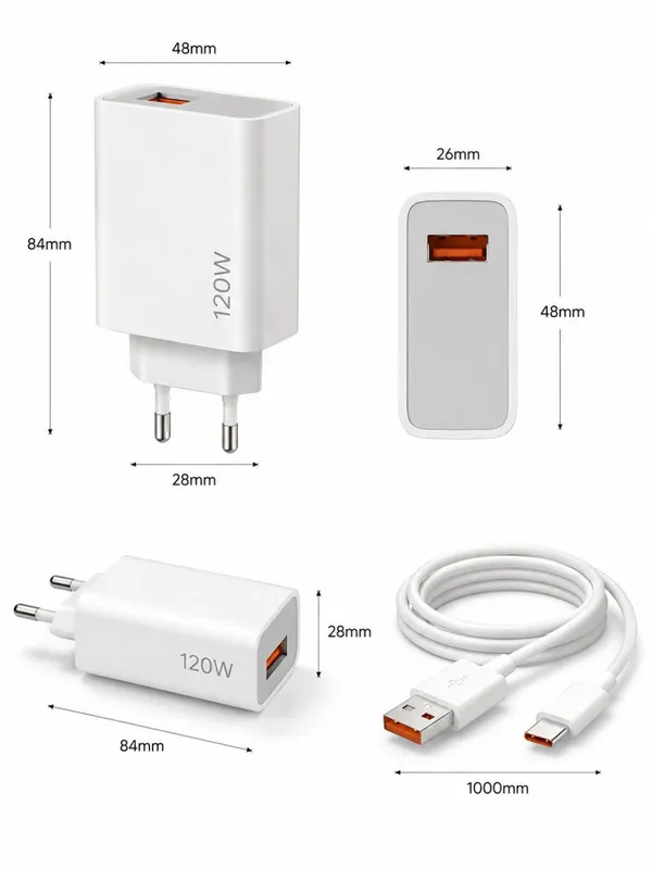 Адаптер быстрой зарядки Xiaomi 120W, белый, EU вилка 5