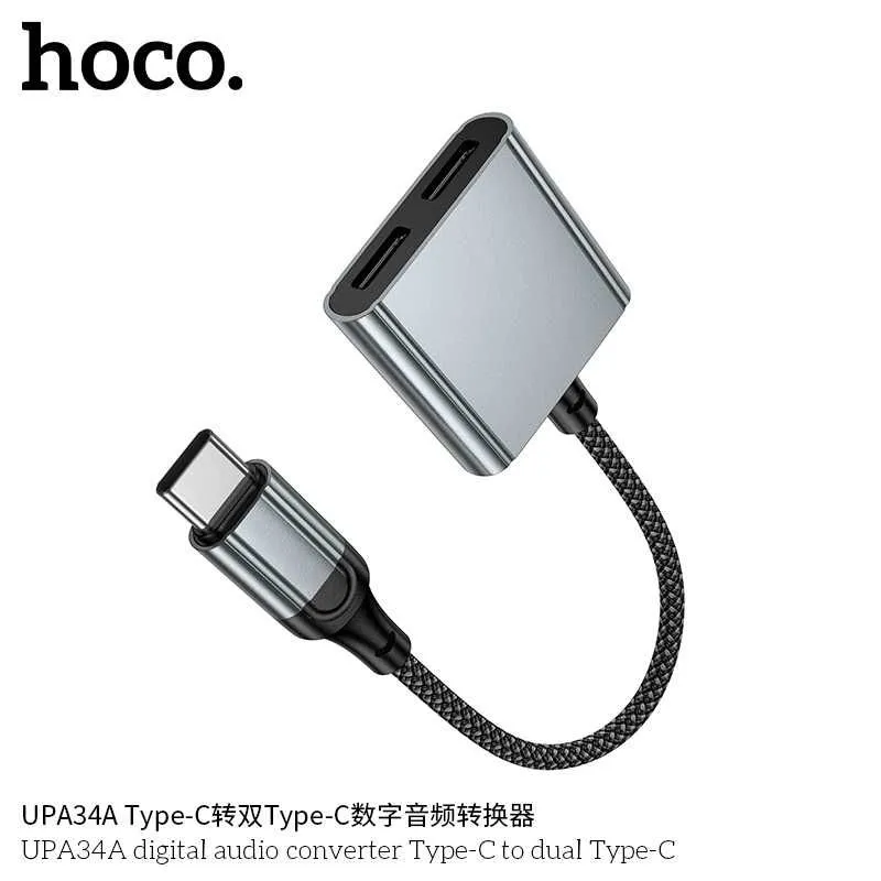 Hoco UPA34A Type-C 2×Type-C цифровой аудио конвертер с под микрофона — фото 6