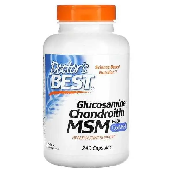 Doctor's Best, глюкозамин, хондроитин и МСМ с OptiMSM, 240 капсул