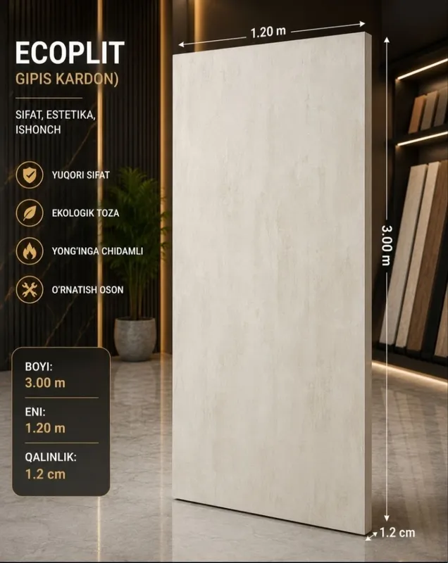 Ecoplit devor paneli | Zamonaviy ichki bezak | 3.00×1.20 m 3