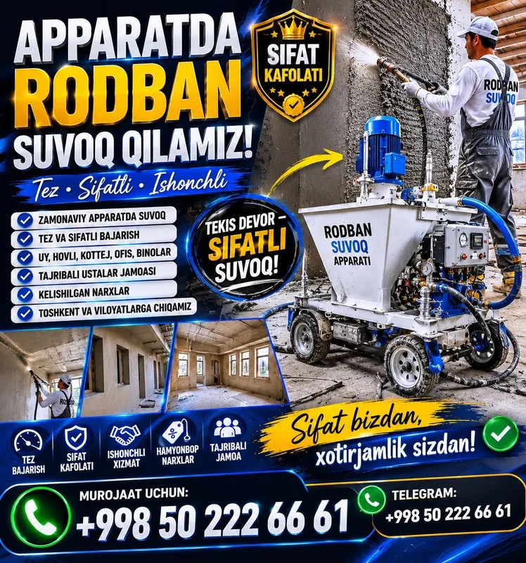 Rodban suvoq aparatda tez va sifatli