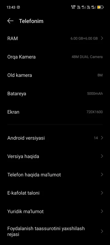 telefon hamma malumot rasmda qoyilgan narx 1Mln 2