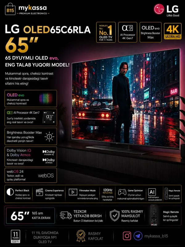LG OLED65C6RLA — 65 dyuymli OLED evo • Dastavka • New