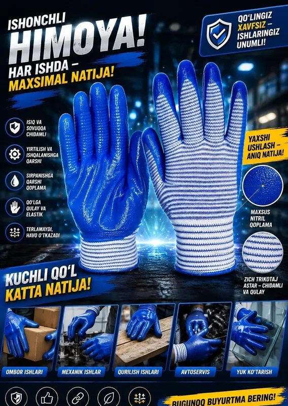 Bizda har xil turdagi qurilish perchatkalarining keng assortimenti bor 3 Bizda har xil turdagi qurilish perchatkalarining keng assortimenti bor 3