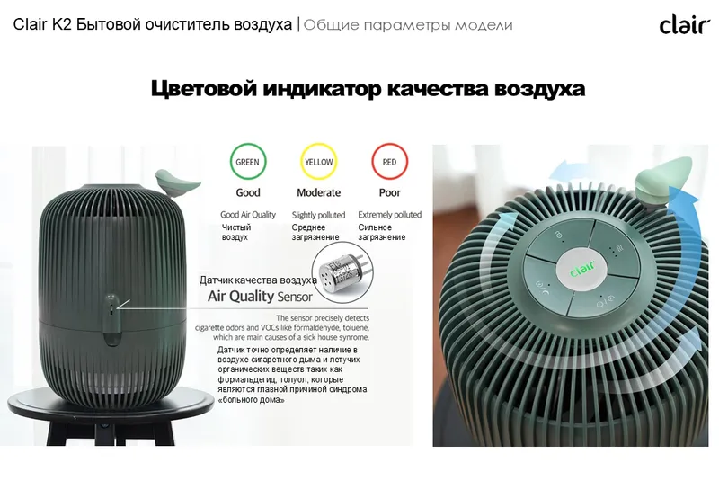 Очиститель воздуха CLAIR K2 30-35 м.кв. Корея 7