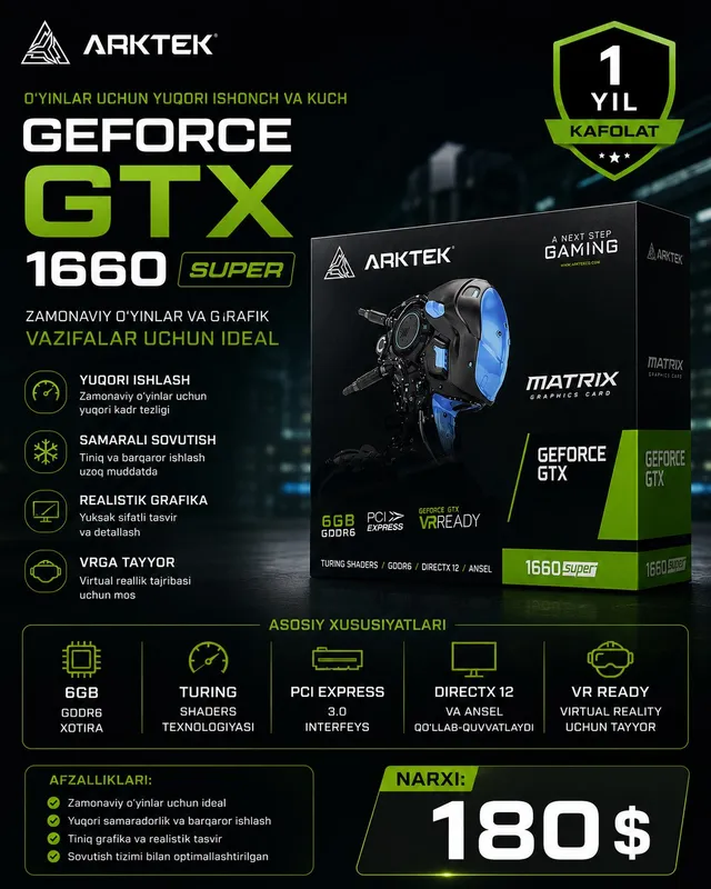 ARKTEK GeForce GTX 1660 SUPER 6GB GDDR6 ARKTEK GeForce GTX 1660 SUPER 6GB GDDR6