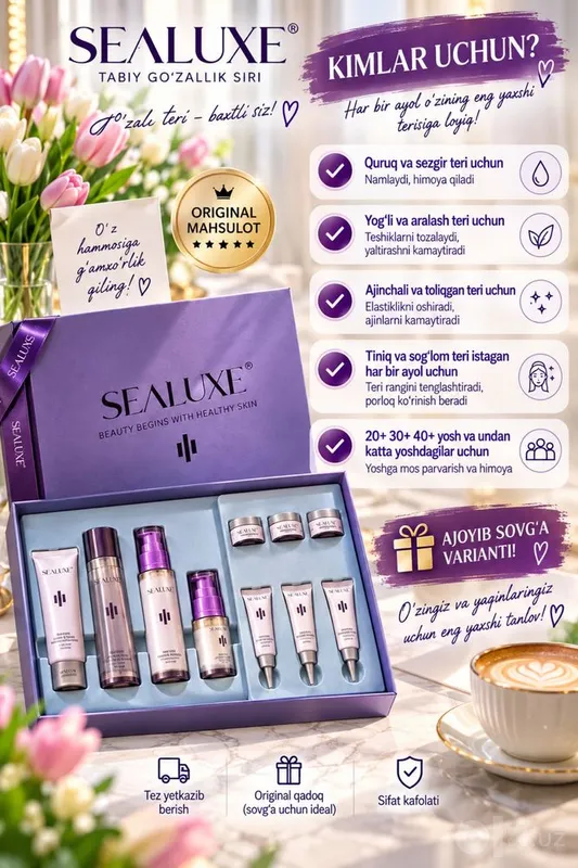 Shvetsariya brendi-SEALUXE dan yuz uchun premium nabor! 4 Shvetsariya brendi-SEALUXE dan yuz uchun premium nabor! 4