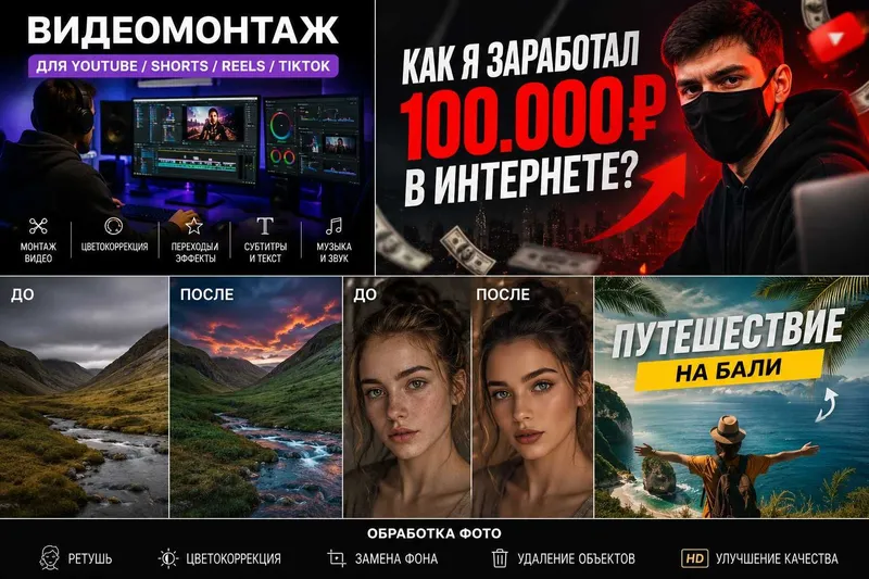 Видеомонтаж | Shorts | Reels | TIKTOK | Обработка Фото От 50 000 сум