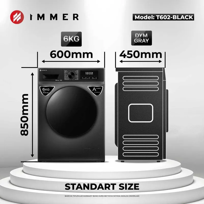 Стиральная машина IMMER inverter 6 - 8 кг с паром Stiam + Доставка 1