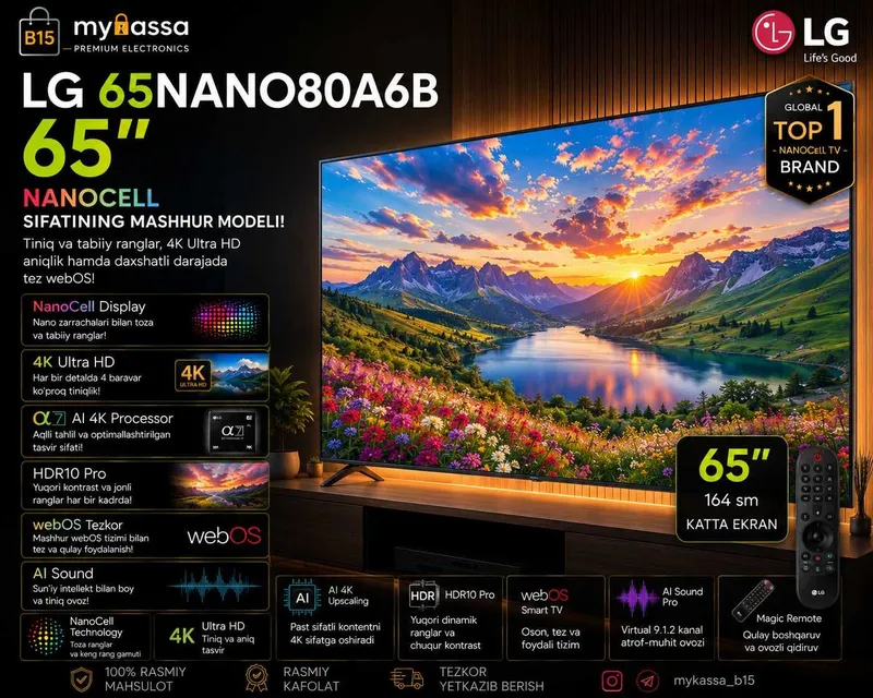 LG 65NANO80A6B / Dastavka / New
