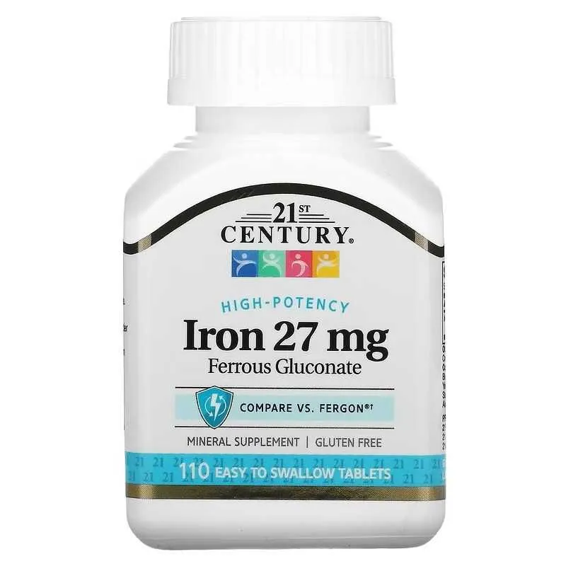 21st Century iron железо Iron, 65 mg, 120 Vegan Tablets temir — фото 1