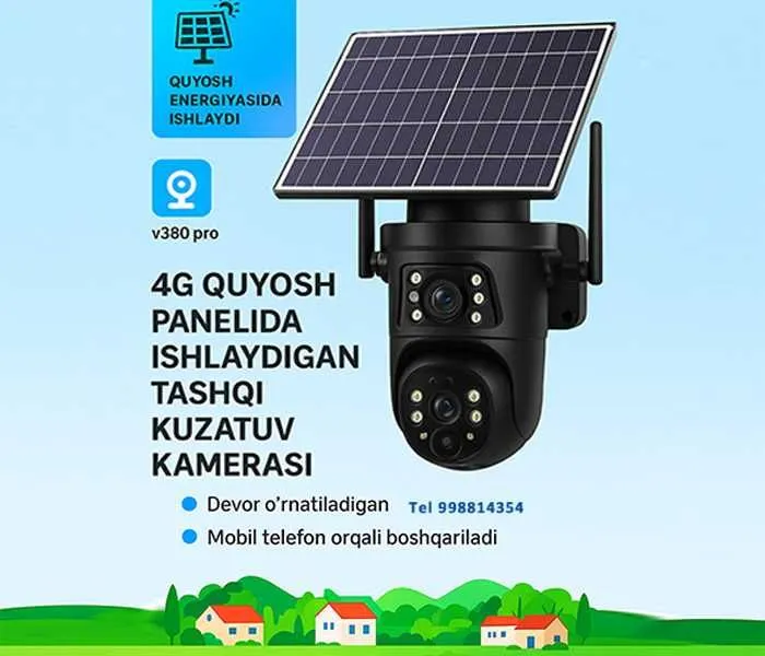 Quyosh panelli sim kartali kamera 4g Камера видеонаблюдения Солнечная