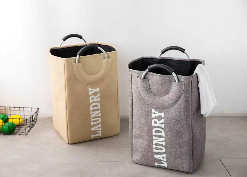 Складная корзина для белья с алюминиевыми ручками 30×22×49 см 2 Складная корзина для белья с алюминиевыми ручками 30×22×49 см 2