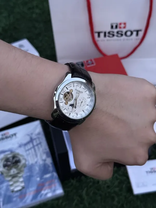 Мужские часы Tissot, кожанный ремешок, премиальные механические часы — фото 4