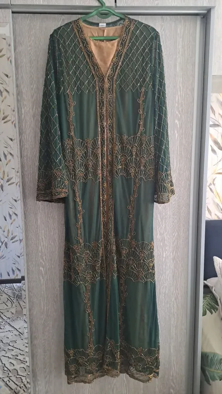 Дубайское платье Abaya, бисер, ручная работа 3