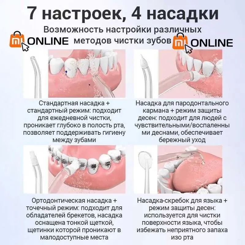 Og‘iz bo‘shlig‘i va tishlar uchun simsiz irrigator Xiaomi Soocas W3 Pro 4 Og‘iz bo‘shlig‘i va tishlar uchun simsiz irrigator Xiaomi Soocas W3 Pro 4