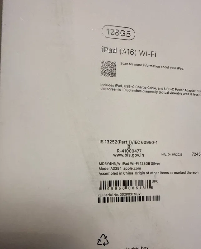 iPad A16 128GB 6GB 2