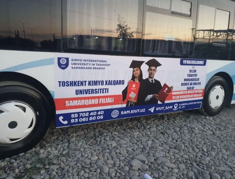 Avtobusda reklama/Автобусларда реклама/Реклама на автобусах Карши. — фото 1