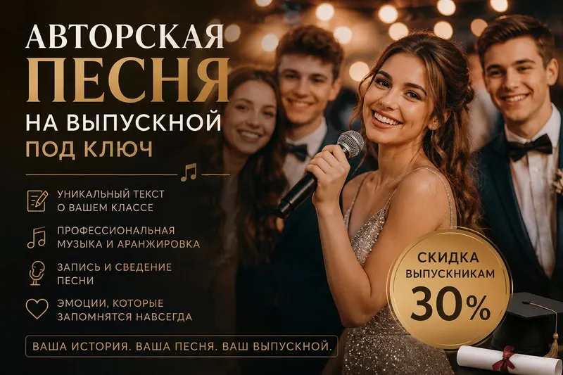 Авторская песня на выпускной под ключ! Гарантия качества. Сертификат.