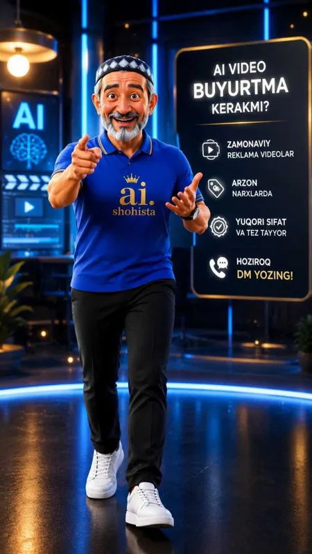 Suniy intellekt video yasab beraman 1 minutlik 200 mingdan