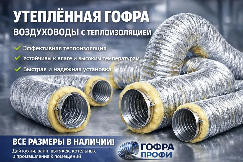 Утеплённая вентиляционная гофра (воздуховод)