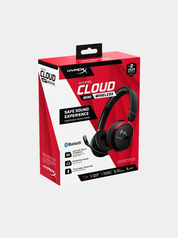 Игровые беспроводные наушники HyperX Cloud Mini (детские/подростковые), Bluetooth 5.3, черные — фото 6