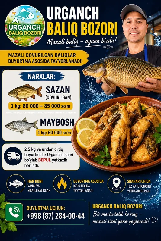 Urganch baliq bozor dostafka 4