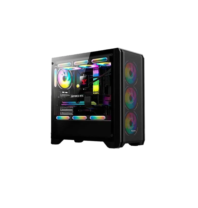 { Корпус Huntkey GX750A Predator Black с 3 RGB вентиляторами 1