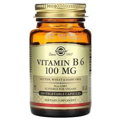 Solgar Витамин B6, 100 мг, 100 капсул. Витамин Б6. Vitamin B6
