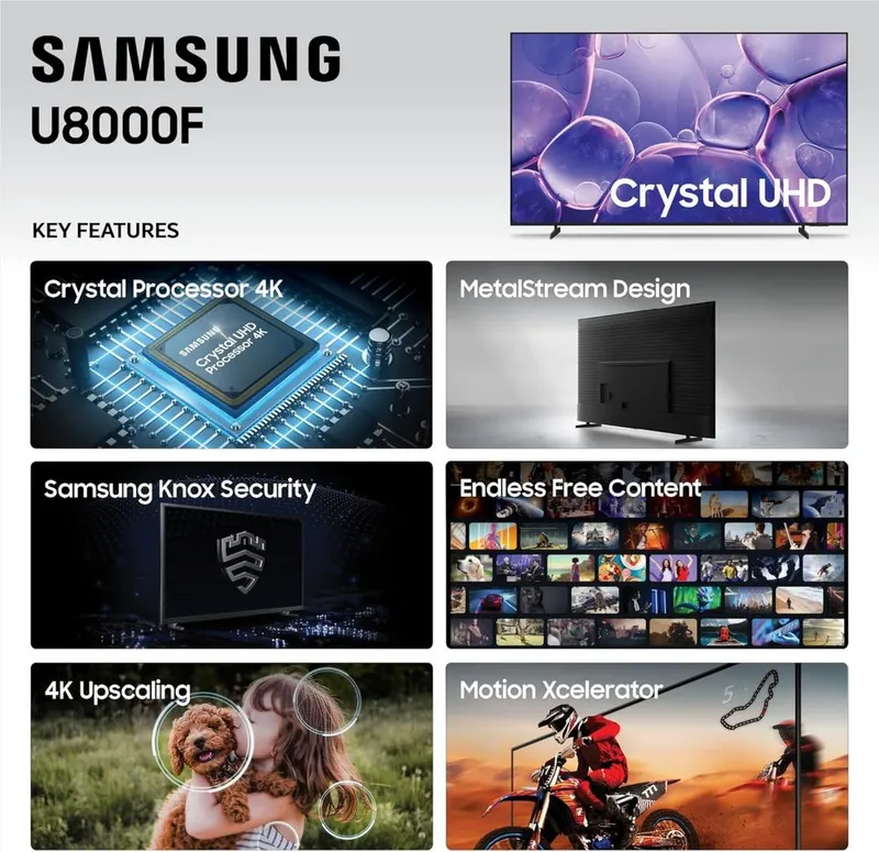 Samsung 75" Crystal UHD 75U8000F 4K Smart TV (2025) оригинал гарантия — фото 3