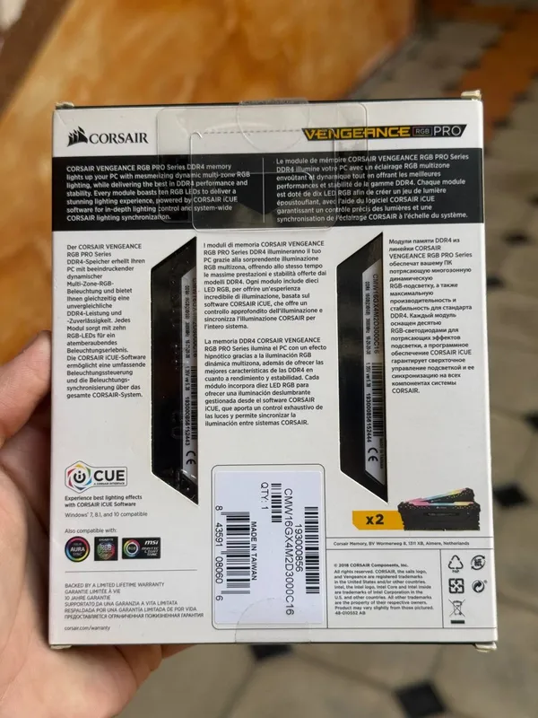 ddr4 ozu ram Corsair Vengeance RGB 8Gbx2 16Gb 3000Mhz Cl16 Radiator — фото 1