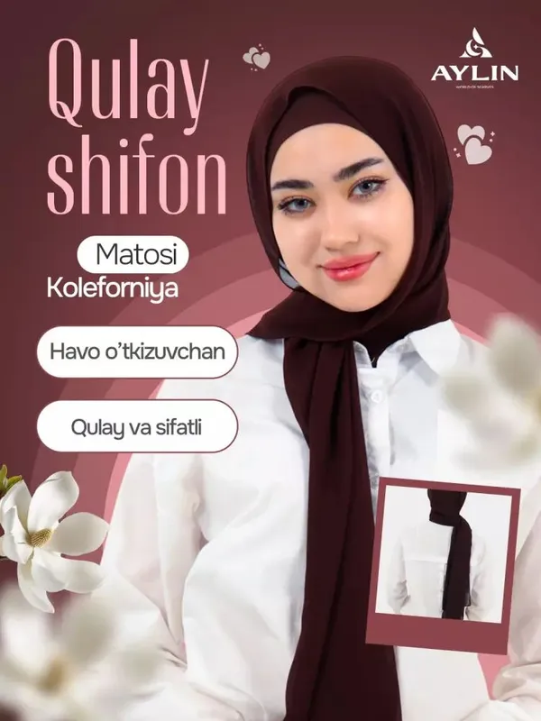 Qulay shifon daxanli sharf Kaliforni o'lчam 180×75