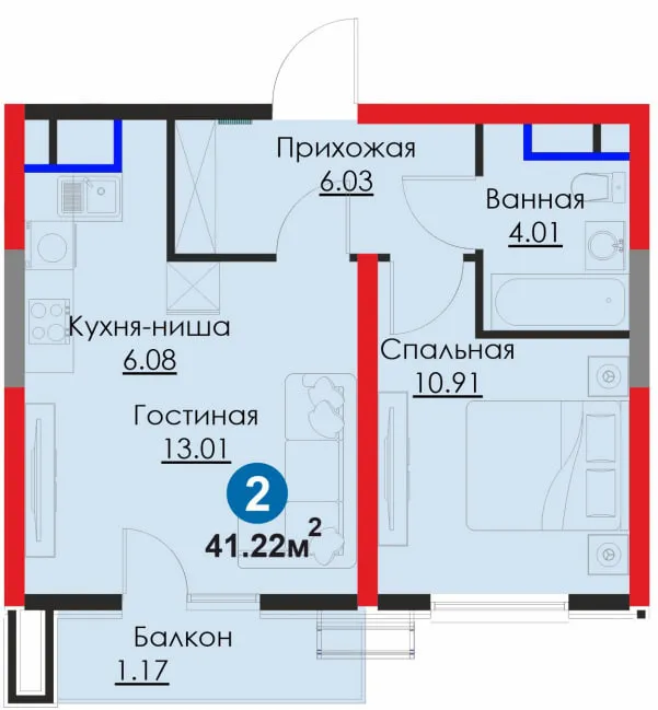 Евро 2 комнатная, Фаргона йули Ипотека\Рассрочка — фото 6