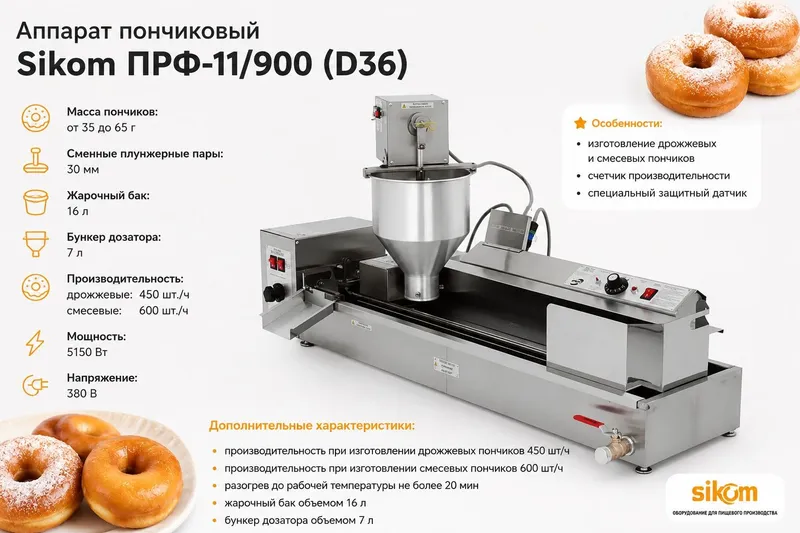 Sikom PRF-11/900 (D36) professional ponchik apparati. 1 Sikom PRF-11/900 (D36) professional ponchik apparati. 1