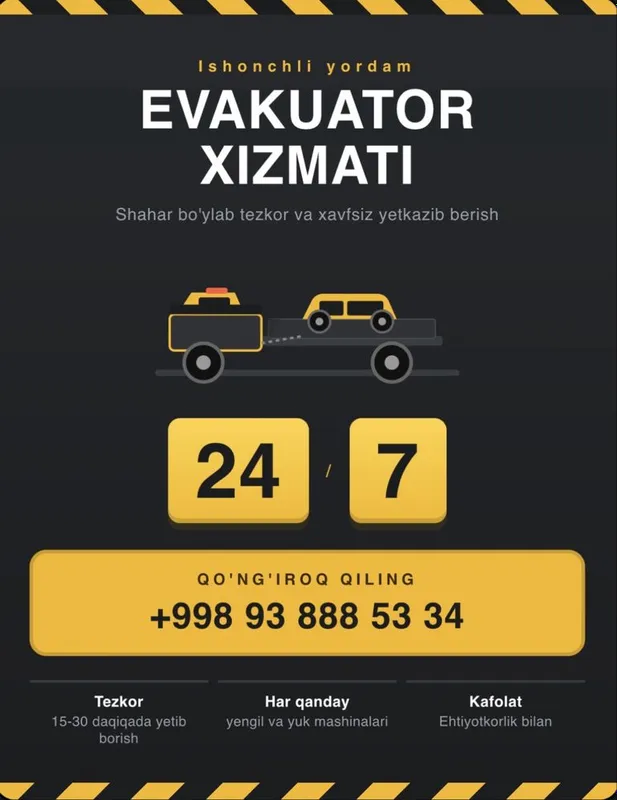 Evakuator xzmati Toshkent 24/7
