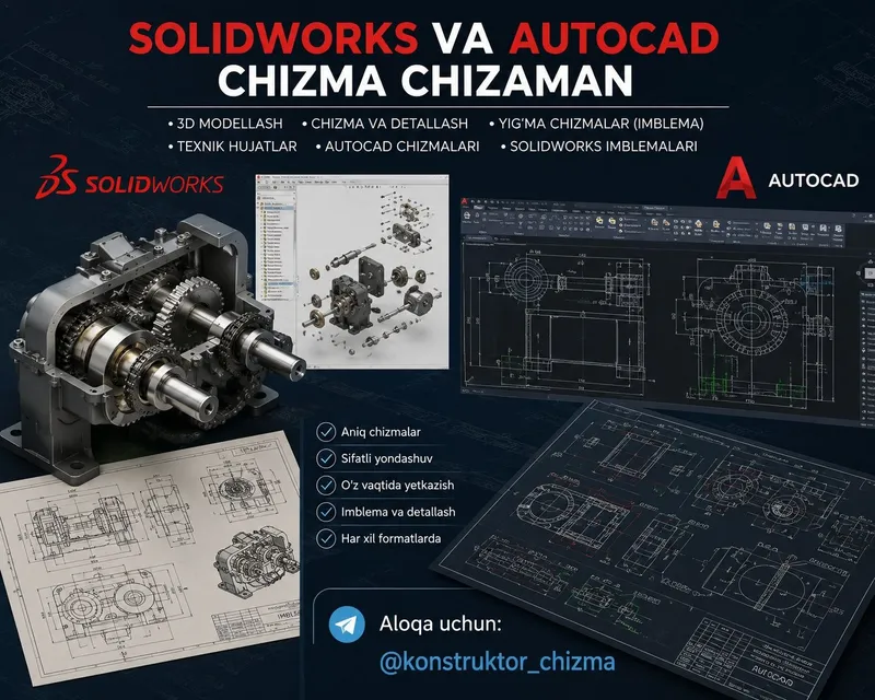 Solidworks va Autoccatda chizma chizaman