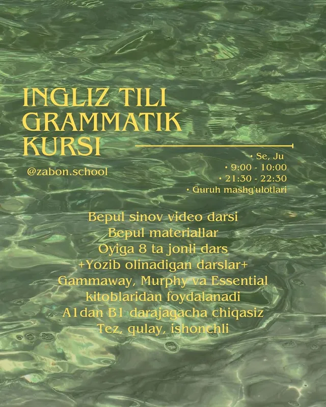 ARZON ONLAYN ENGLIZ TILI KURSLARI ARZON ONLAYN ENGLIZ TILI KURSLARI