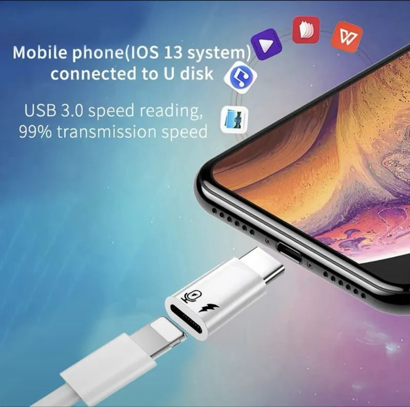 Переходник Lightning → Type-C | адаптер,микрофон,наушники ,зарядка — фото 2