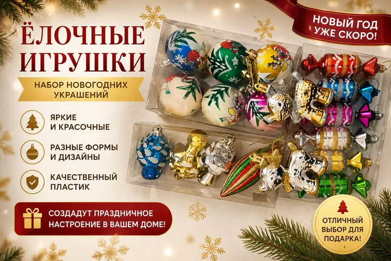 Наборы новогодних игрушек по выгодной цене 1