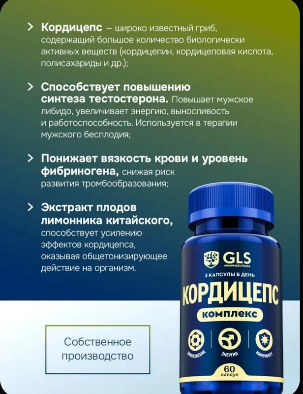 Кордицепс Мицелий с Лимонником Китайским / бад для энергии, иммунитета — фото 2