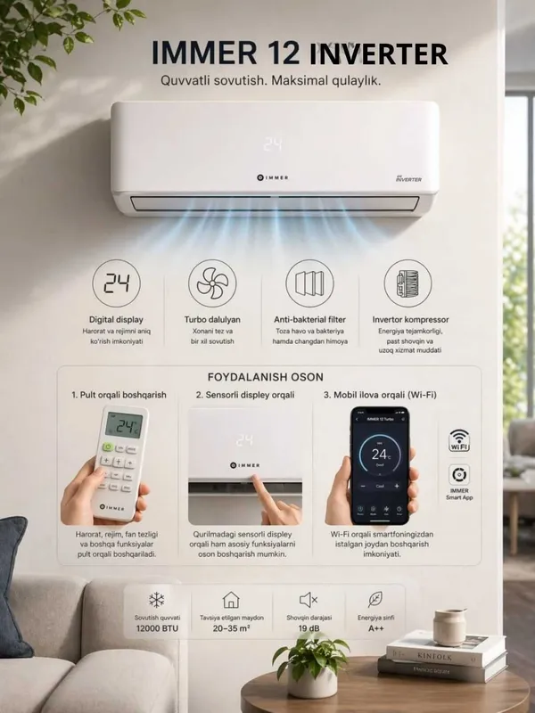 Кондиционер IMMER 24 PURE Inverter + Установка ! — фото 2