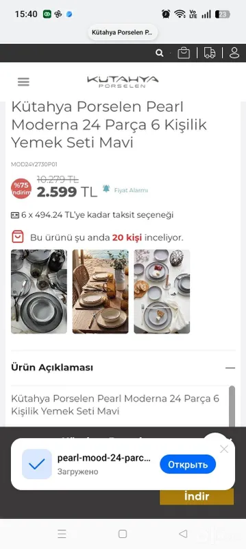 Pearl Proselen firmasining 24talik idishlar nabori 3 Pearl Proselen firmasining 24talik idishlar nabori 3