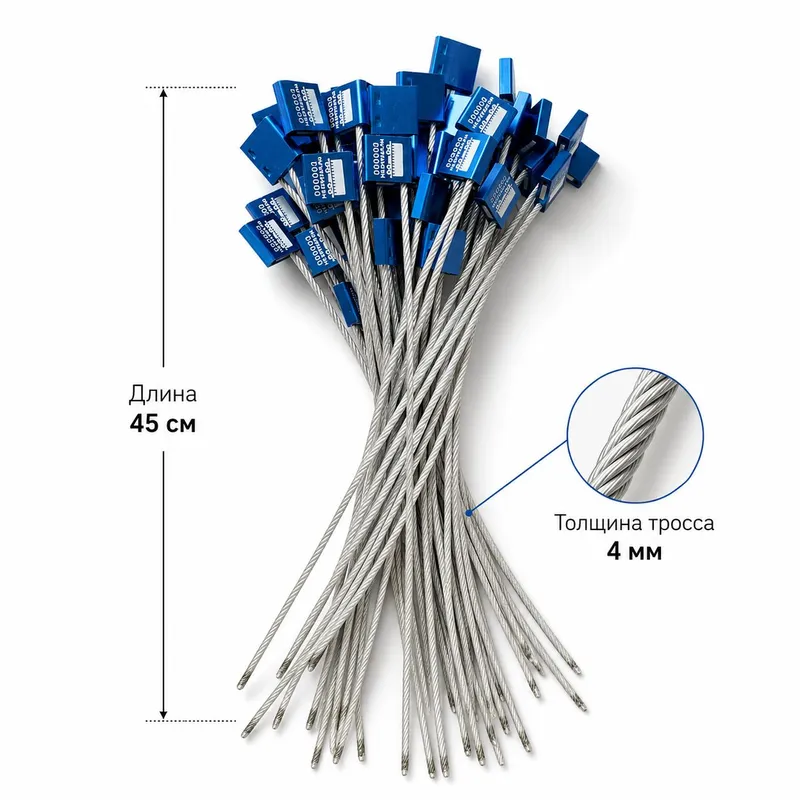 Raqamli trosli plomba 45 sm, tros diametri 4 mm