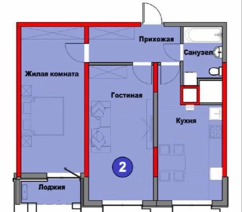 3-комнатная квартира 69 м² в ЖК Regnum Plaza (3/6/15), white box, вид во двор