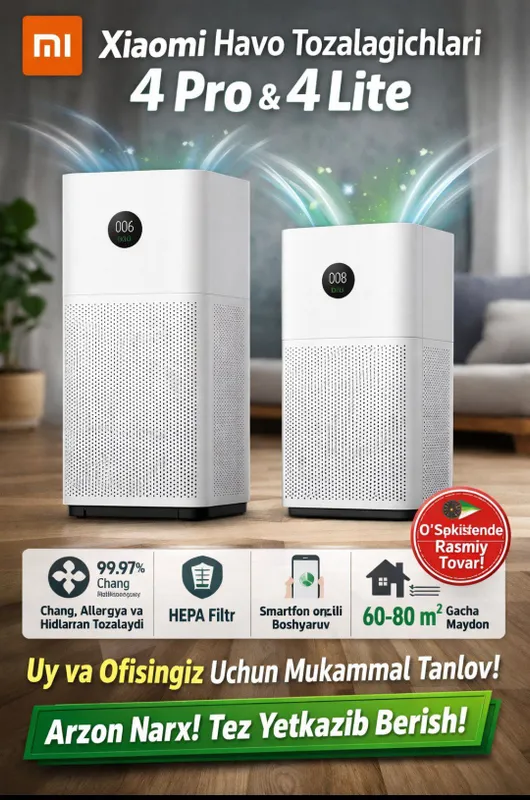 Xiaomi Havo tozalagich 4 Pro / 4 Lite — HEPA filtr, original, yangi