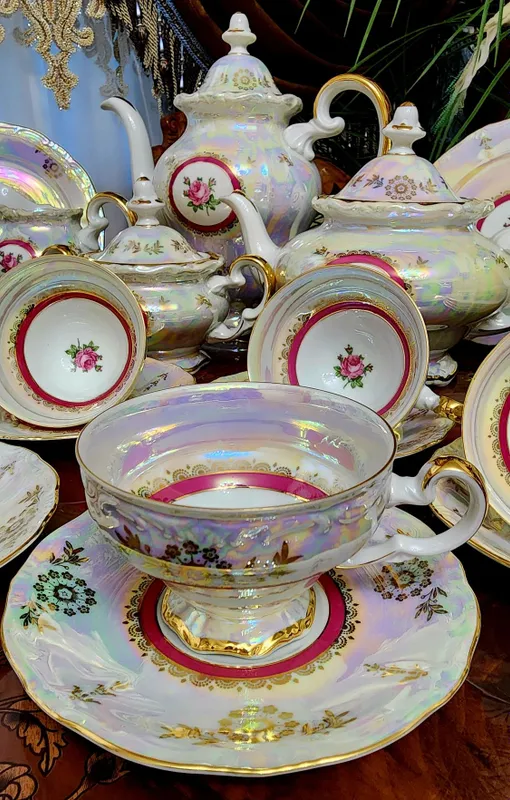 Чайно-кофейный сервиз Мадонна "Роза" на 12 персон. Веймар. ГДР. — фото 4