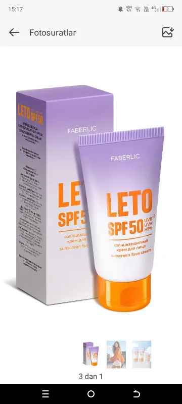 yuz uchun spf50 quyoshdan va tashqi tasrdan ximoya