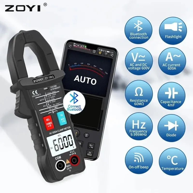 Токоизмерительные клещи ZOYI ZT-5BQ, Bluetooth, мультиметр — фото 3 Токоизмерительные клещи ZOYI ZT-5BQ, Bluetooth, мультиметр — фото 3
