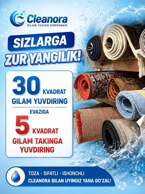 Cleanora Gilam yuvish korxonasi 1 Cleanora Gilam yuvish korxonasi 1